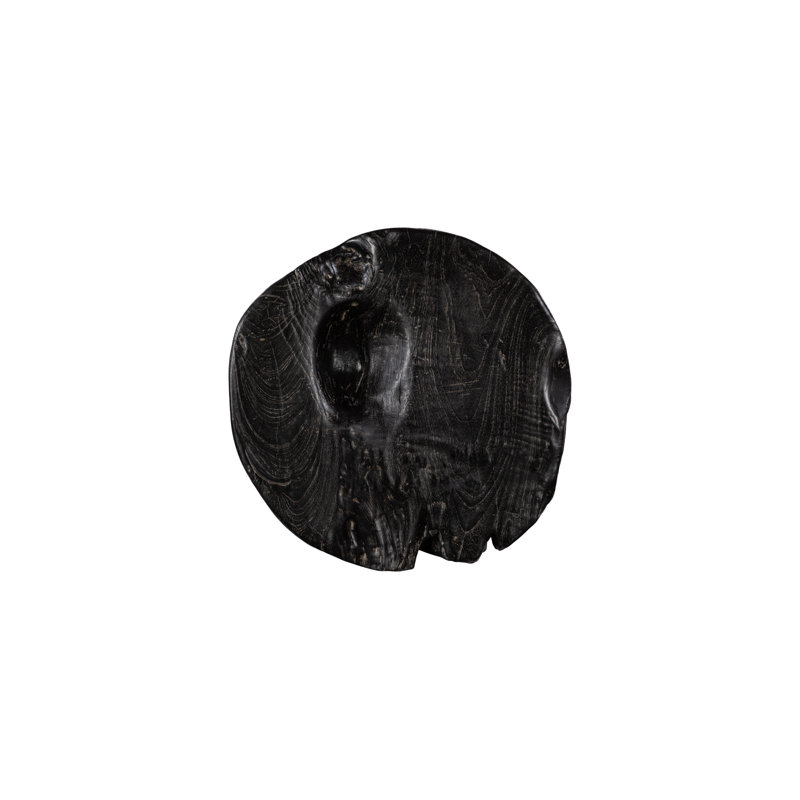 Black Wash Solid Wood Round Accent Stool
