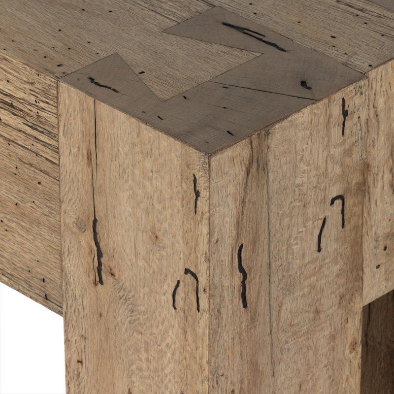 Abaso 86'' W Console Table, 33" H x 86" W x 20.25" D, Rustic Wormwood Oak