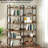 6 Industrial 67" Book Shelves With Freestanding Metal Frame, Open For Bedroom, Living Room, Home Office - Brown Finish, Adjustable Feet, Long Lasting Wooden Bookshelf, High Frame Color, Scratch ,