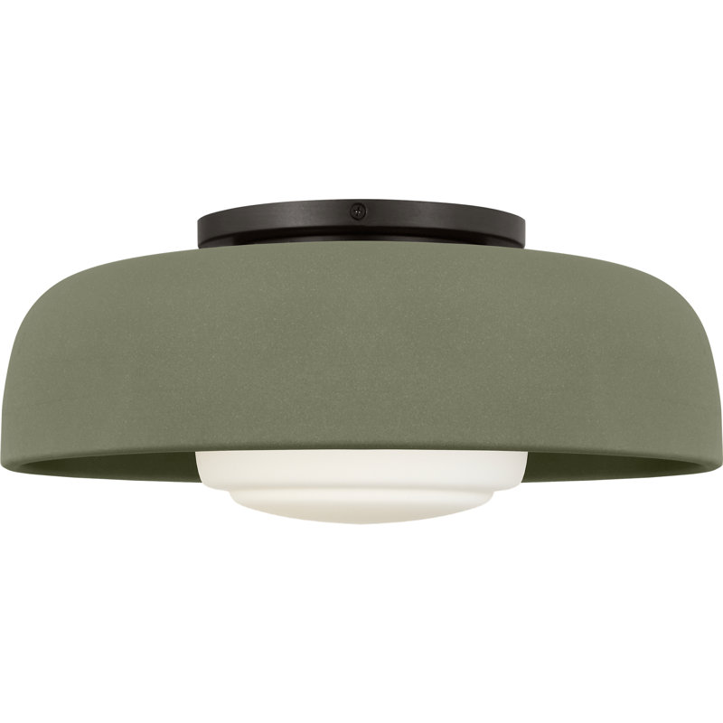 1 - Light LED Flush Mount, Aged Iron, Sage