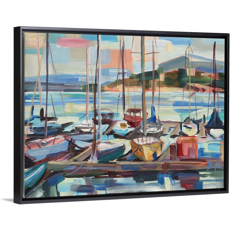 "Leschi Evening" par Brooke Borcherding, reproduction d’art sur toile, H 32 po x l 42 po x 1,75 po, Cadre flottant noir