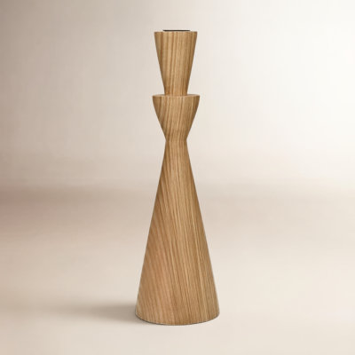Celandine Candle Holder Ash Wood Natural Lg