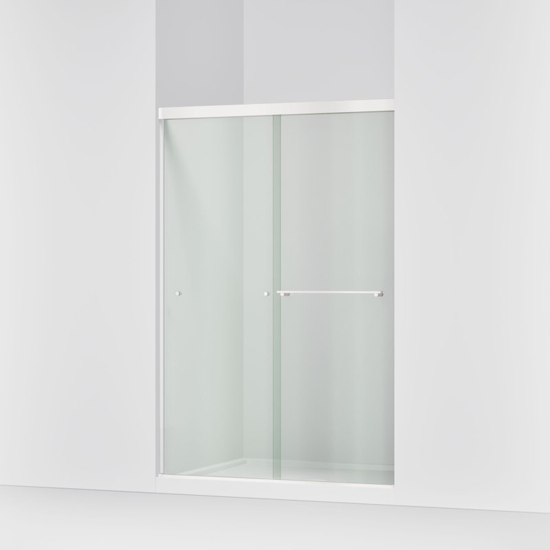 Revel Sliding Shower Door, 70-In H X 44-5/8 - 47-5/8-In W, With 1/4-In Thick Frosted Glass, Crystal Clear