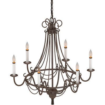 Kuta 6-Light Indoor Prairie Rock Tasseled Rope Hanging Candelabra Chandelier