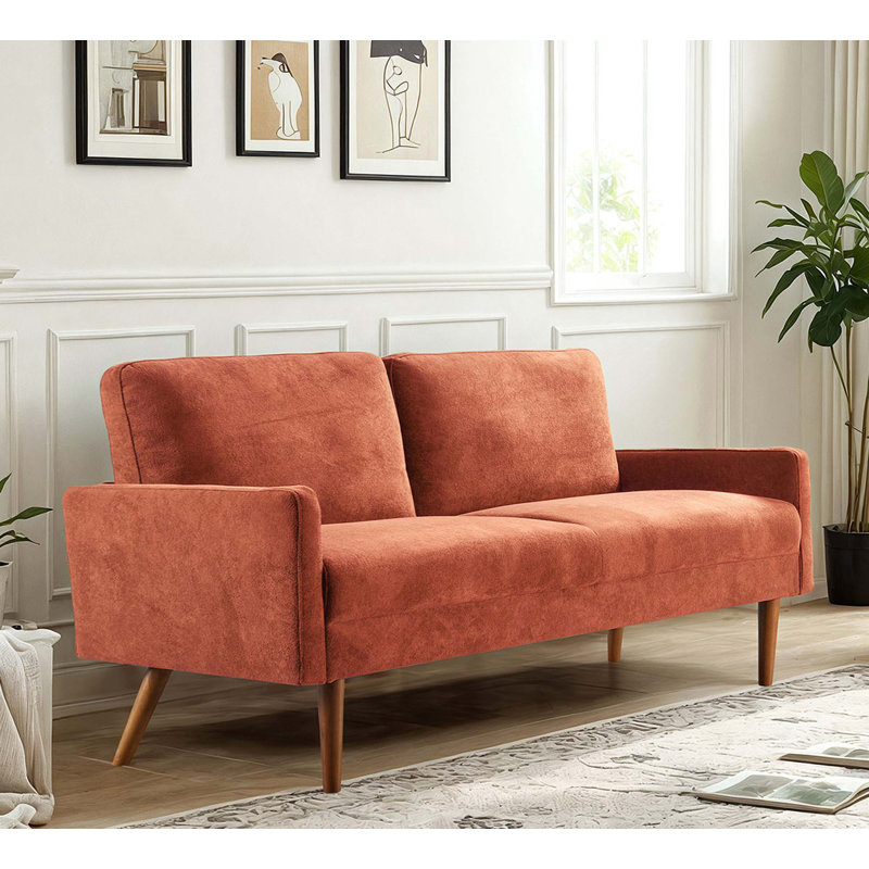 Modern design upholstered Sofa, 33.07" H x 67.32" W x 29.92" D, Orange