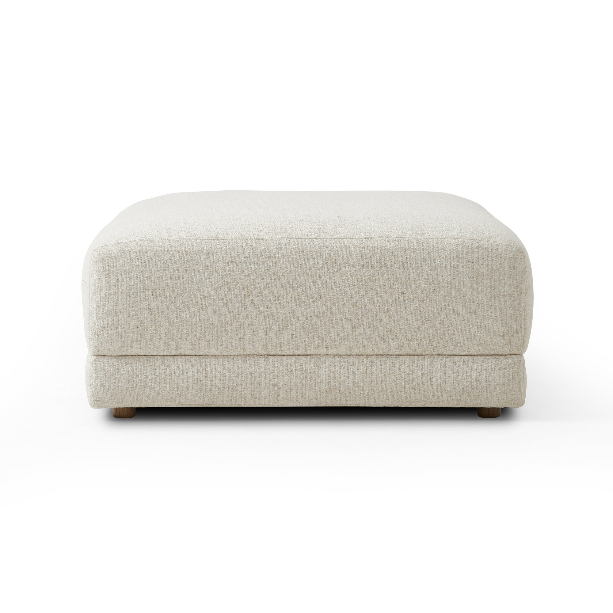 Naples Upholstered Ottoman, Cream Polyester Blend