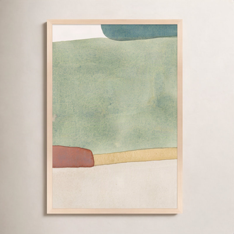 «Divided Distant Green» par Julia Balfour - peinture encadrée, L 17,50 po x H 25 po, Cadre érable