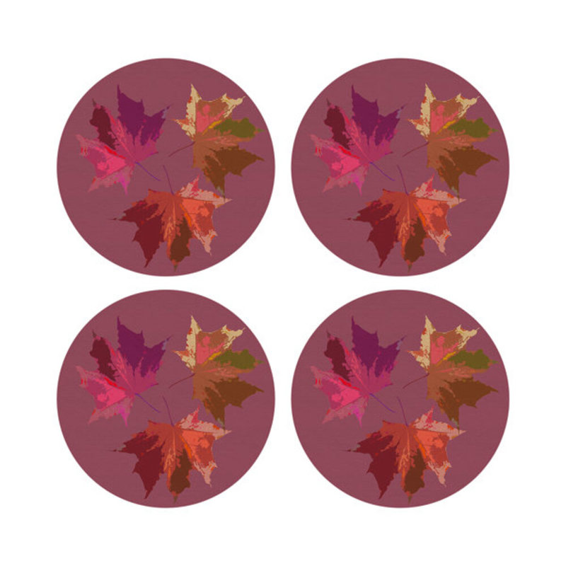 Sous-verres ronds d'automne en cuir végétalien mauve, Mauve