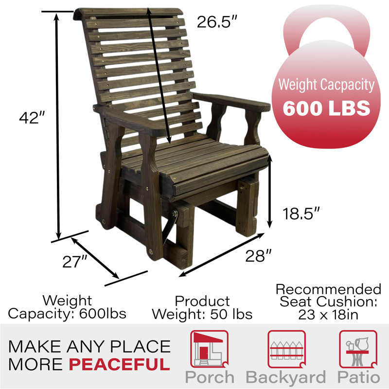 Fauteuil oscillant traité Amish Casual 600 lb, Noyer foncé