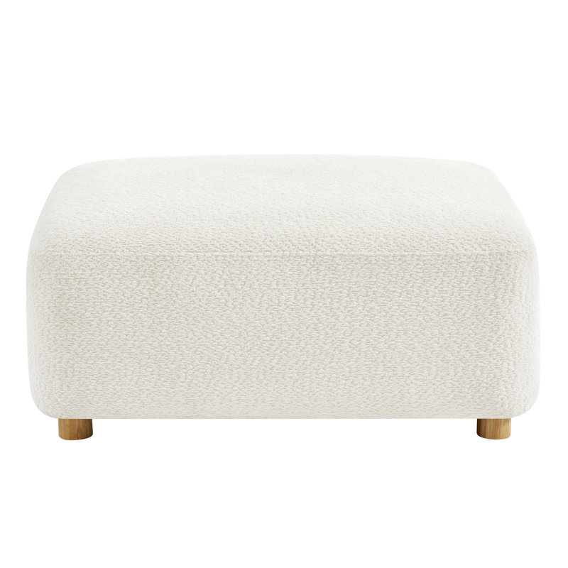 Luna 35.75" Modern Oversized Boucle Ottoman With Solid Wood Legs