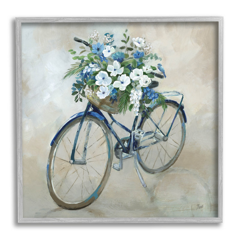Fleur, fleurs, panier à vélo, estampe numérique par Nan, H 17 po x l 17 po x P 1,5 po, Estampe numérique Farmhouse