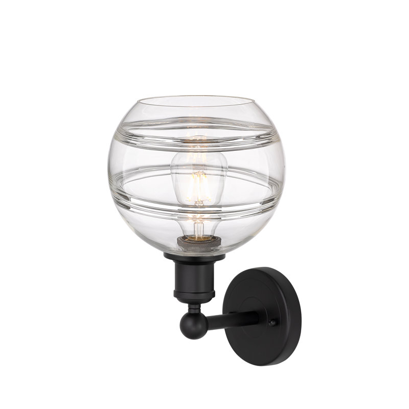 Applique murale 8 lumières Edison Bienes, Transparent, Noir mat, H 12,13 po x l 8 po x P 8,5 po