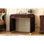 Coiffeuse style rétro 3 en 1 avec miroir rabattable, couleur, deux tiroirs et compartiment caché, finition de bureau à assemblage rapide, bois massif, rangement pour pinceaux à maquillage