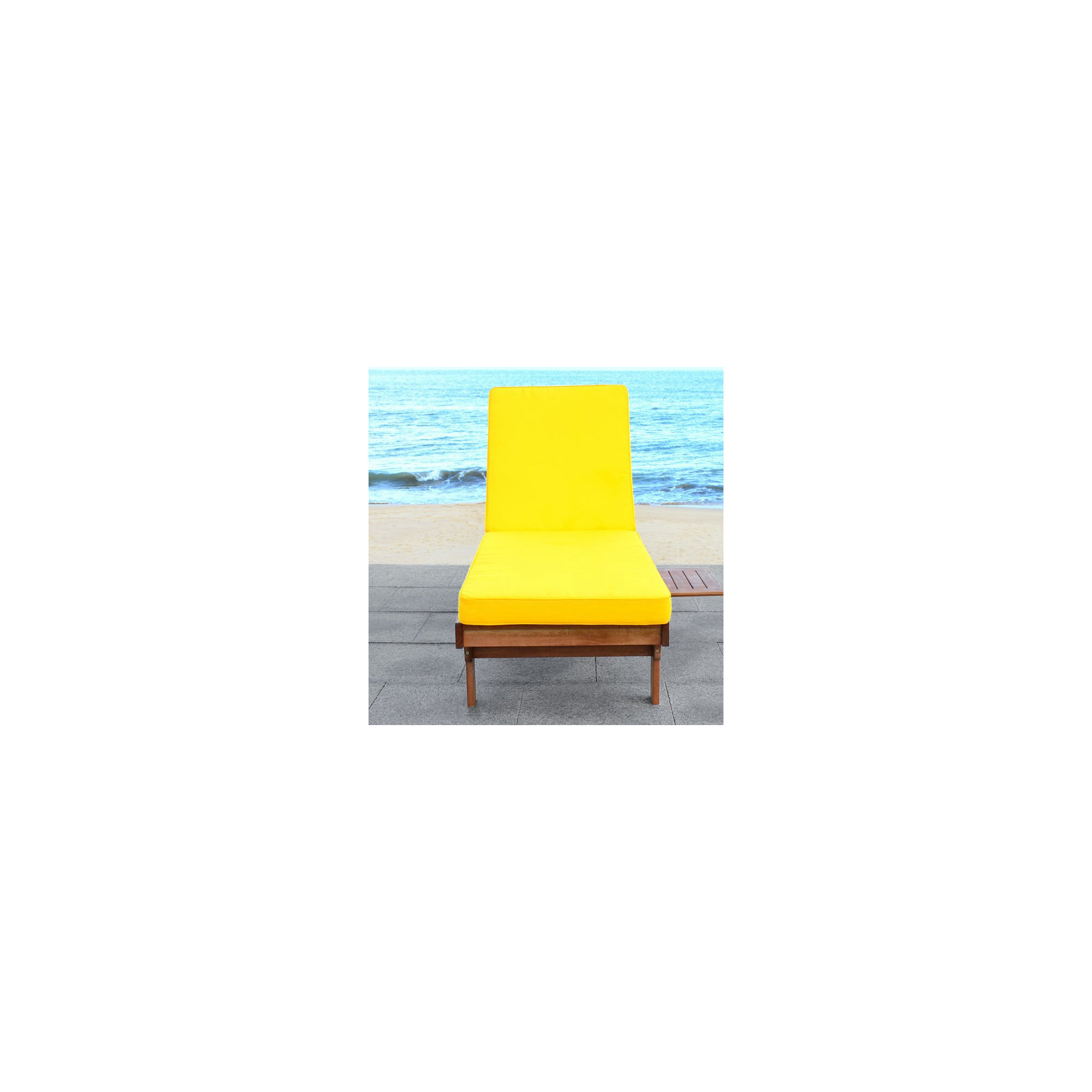 27.6'' Outdoor Eucalyptus Chaise Lounge, Yellow, Natural
