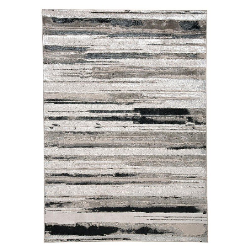 Tapis argenté / noir / gris argenté / noir Devia, Tapis de couloir 2 pi 10 po x 7 pi 10 po