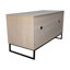 Maison de chat brun, 46,38 po x 21,77 po, 26,1 po, 76,4 lb, avec tapis à griffes, style moderne pour l'intérieur, panneau de particules + bois