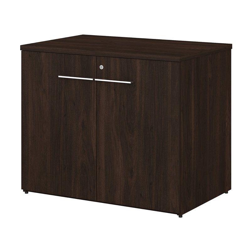 Office 500 36'' Wide 2 - Shelf Storage Cabinet, Black Walnut