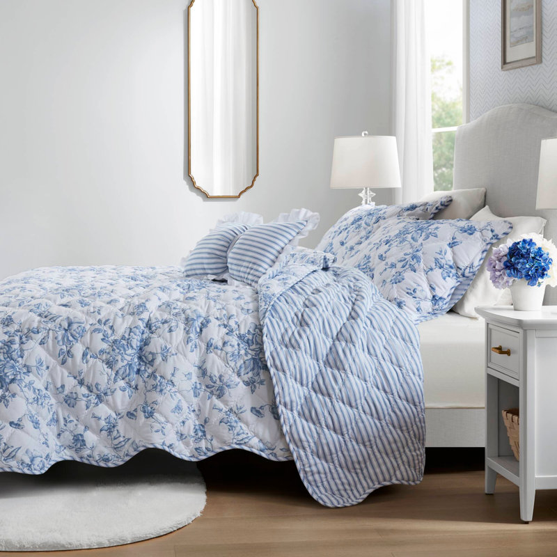 Ensemble de courtepointe douce et confortable avec coussin décoratif, Full/Double Duvet Cover + 3 Additional Pieces, Blue