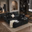 Canapé modulaire modulaire en chenille avec méridienne et porte-gobelets pour un confort de salon ultime.-1135937871