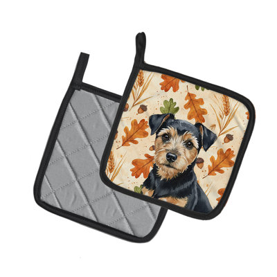 Paire de porte-casseroles noir et brun clair Norfolk Terrier Heirloom