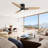 56 Inch Modern Design Flush Mount Ceiling Fan With Light And Remote Control, 3 Solid Wood Blades Reversible DC Motor For Living Room