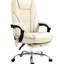 Fauteuil de bureau massant avec repose-pieds - Beige. 6 points de vibration et fonction chauffante. Hauteur réglable. Fauteuil de bureau inclinable. Siège pivotant avec dossier rembourré confortable. 3 modes. Chauffage lombaire à 3 niveaux. 120 kg