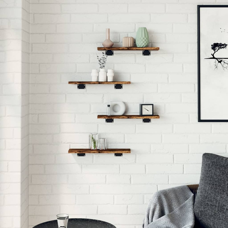 Thresa Bracket Shelf, Smoked Oak, 0.6 in H × 15.7 in W × 3.9 in D