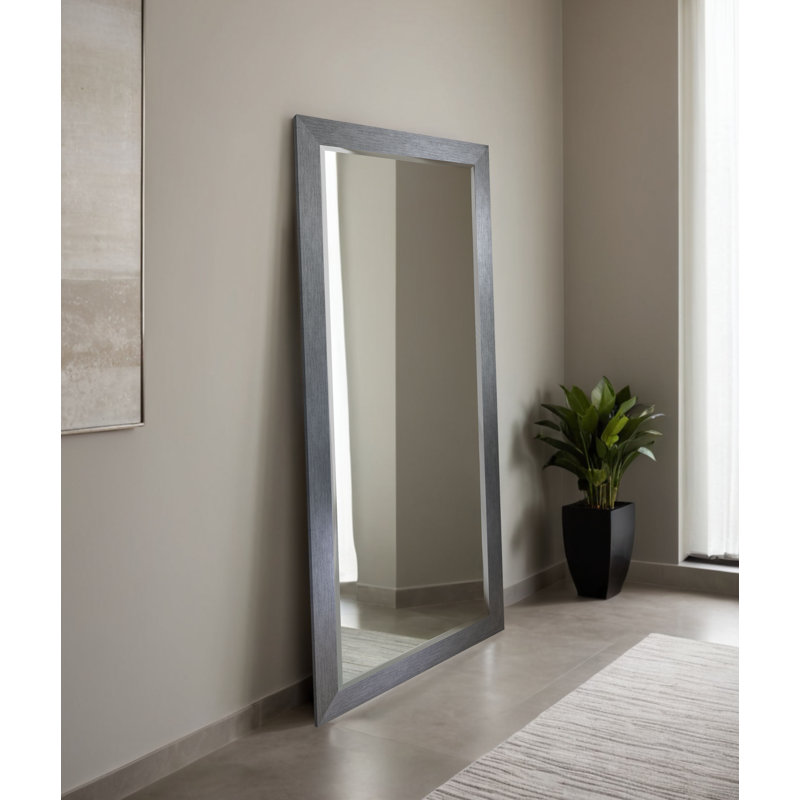 Beveled Full Length Mirror, Dark Gray