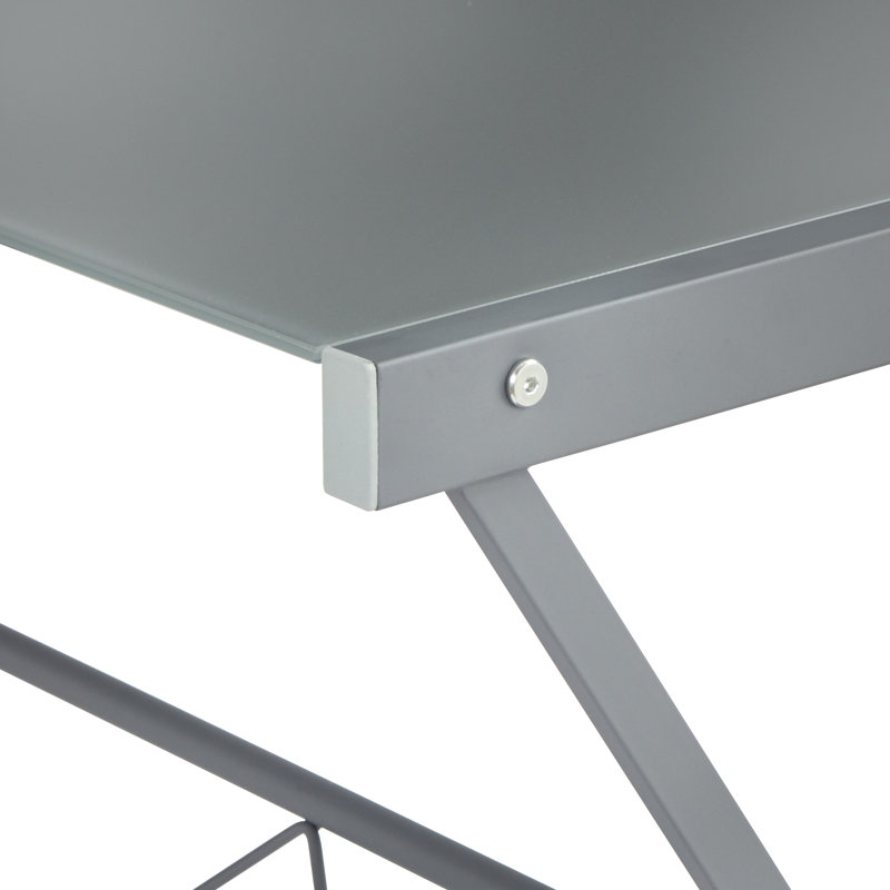 Rikwin L-Shaped Metal Base Computer Desk, Gray