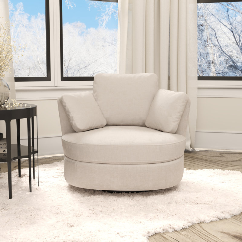 Fauteuil pivotant en tonneau 40,35 po Cheniile, Beige