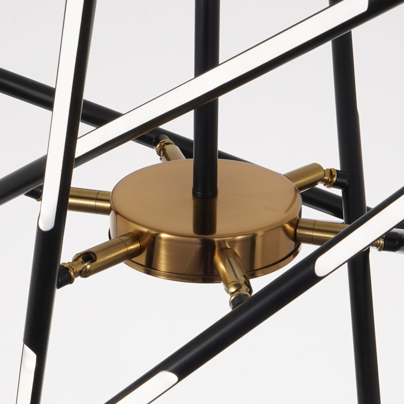 Lustre linéaire moderne à 12 lumières pour escalier de salle à manger Spoutnik
