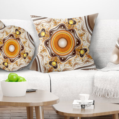 Coussin abstrait avec cercles fractaux abstraits et courbes ondulées