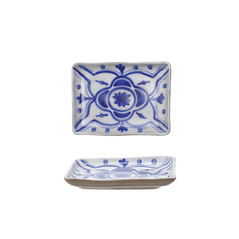 S/4 6"L Stoneware Plate W Crackle Glaze