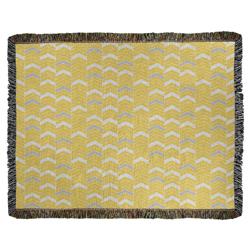 Couverture en coton tissé Rhonda, l 60 po x L 80 po, Moutarde
