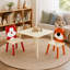 Ensemble 3 pièces de table pour enfants et 2 chaises, table de jeu pour tout-petits en bois à thème ours et tigre, facile à assembler