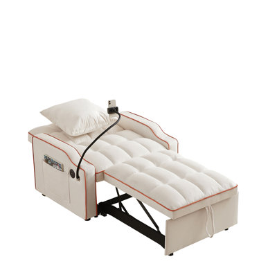 3 In 1 Convertible Sleeper Sofa Chair Bed, Adjustable Recliner Armchair With Phone Holder, Usb & Type-c Ports, For Living Room Bedroom Apartment Small Spaces