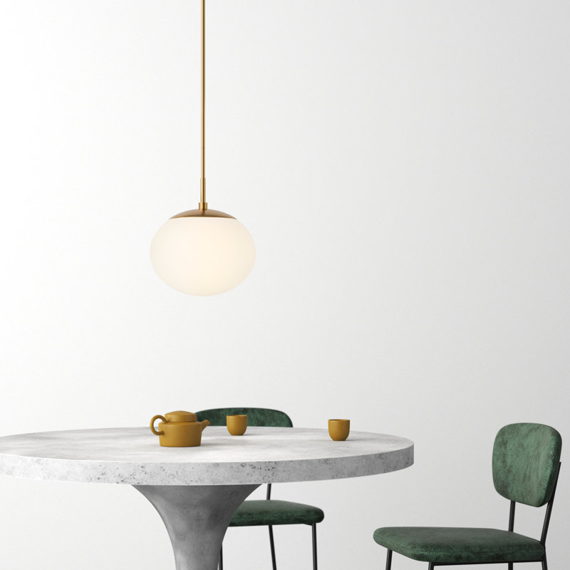 Vibi Milk Glass Globe Single Pendant , Burnished Brass