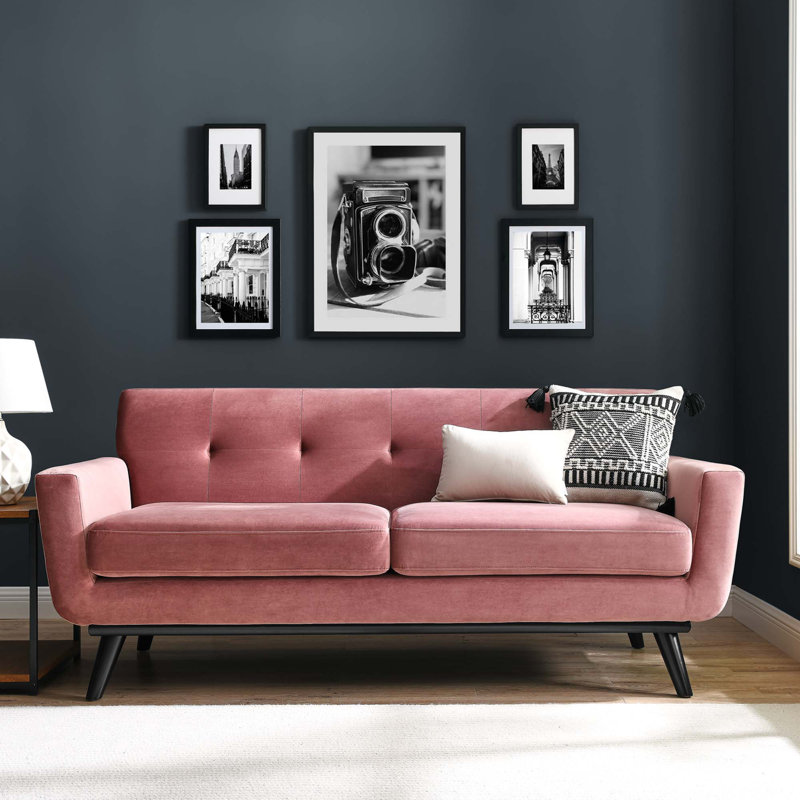 Modway Engage Performance Velvet Loveseat, Dusty Rose Velvet