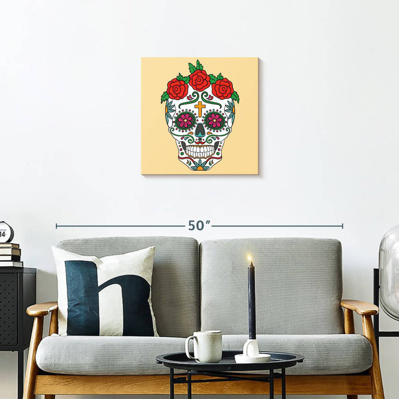 Crâne floral mexicain Kerner, H 20 po x l 20 po