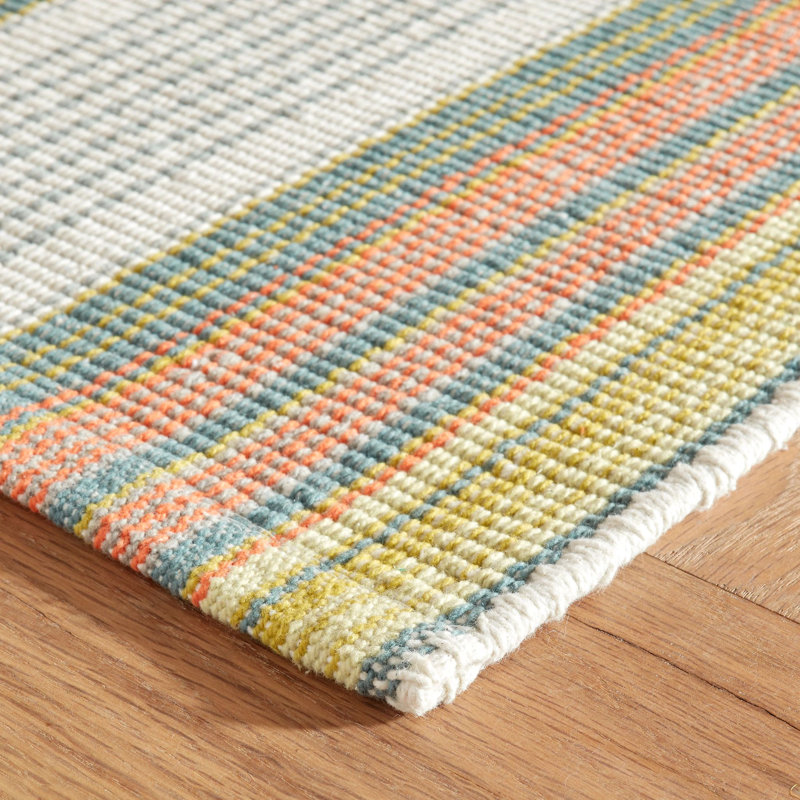 Sloane Stripe Sprout Handwoven Cotton Rug, Rectangle 8'6" x 11'6"