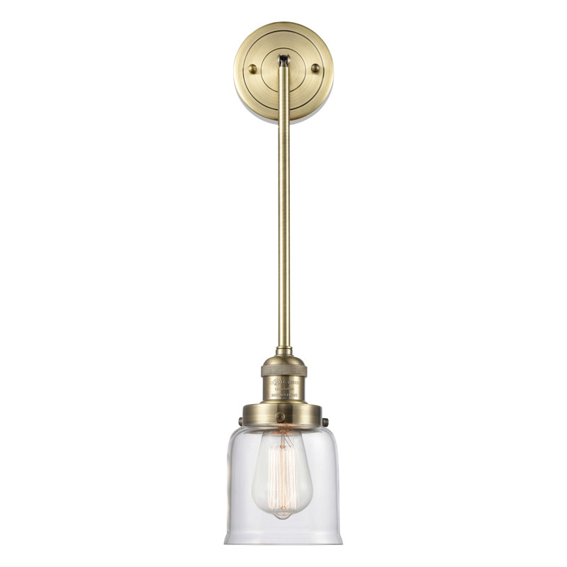 Luminaire suspendu en forme de cloche à 1 lumière Dominica, Transparent, Laiton antique noir, H 10 po x l 5 po x P 5 po