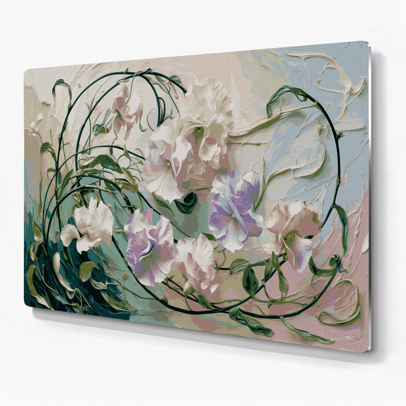 Art mural en métal Botanical Sweet Pea, H 11 po x l 14 po