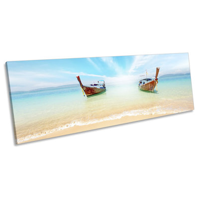 Beach Long Boats Thailand - Wrapped Canvas Panoramic Print
