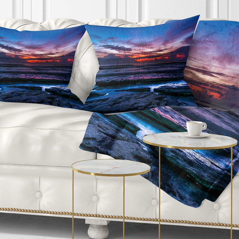 Coussin lombaire pour aube de plage exotiques, Carrée 18 po x 18 po