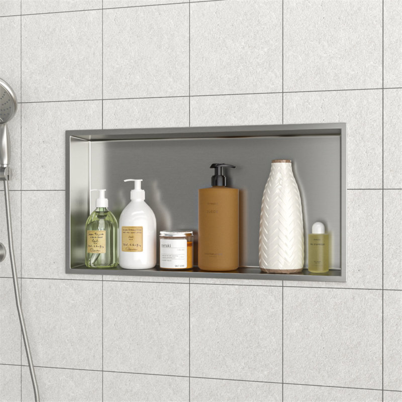 Niche de douche en acier inoxydable 25 po x 13 po, nickel brossé, Nickel brossé, H 13 po x l 25 po x P 3,94 po