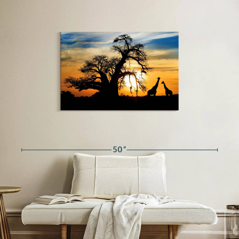 Brampt African Sunset Giraffes, 24" H x 36" W