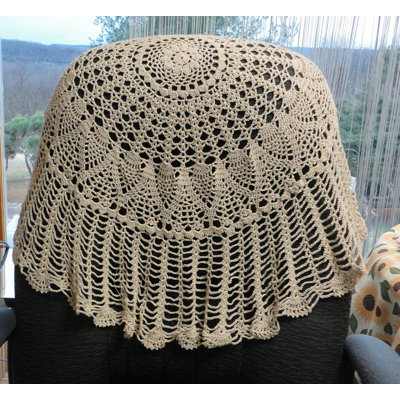 Vintage Crochet Table Cloth Round Lace Doily Handmade 100% Cotton Lace Floral Bohemian Table Cover Scarf Table Topper , Beige, 33-Inch