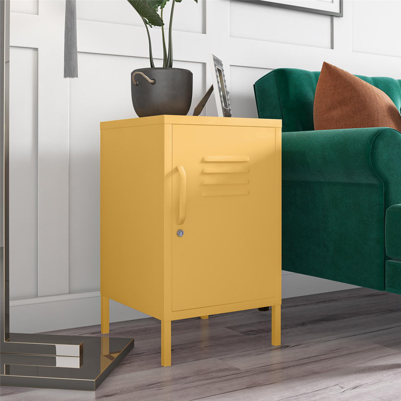 Melonye 37.8cm W Metal Bedside Table, Yellow