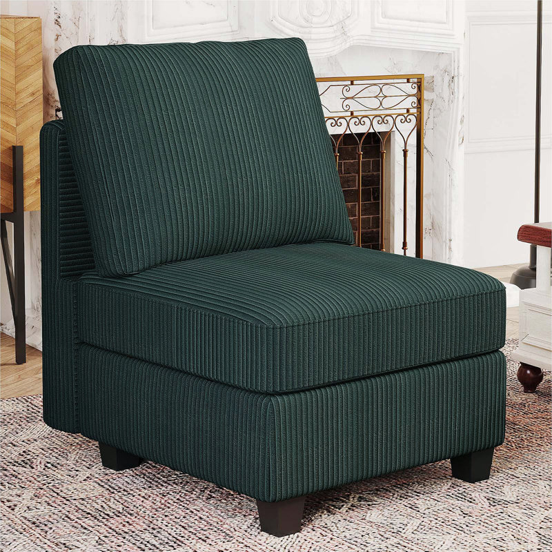 Fauteuil en velours côtelé Vevey, Velours côtelé vert