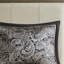 Ensemble de couvre-lit en jacquard 5 pièces avec coussins décoratifs noir très grand